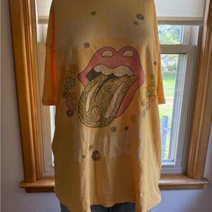 Yellow Graphic T-Shirt with Floral Design
